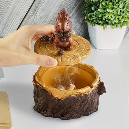 1pc, Ashtray, Cute Resin Ashtray, Kawaii Cartoon Squirrel Ashtray With Lid For Home Indoor And Outdoor Office, Living Room, Tea Table Hotel, Decorative Tabletop Ashtray