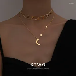 Pendant Necklaces Vintage High-end Sense Simple Multi-layer Star And Moon Necklace Ins Tide Cold Style Sexy Collarbone Chain