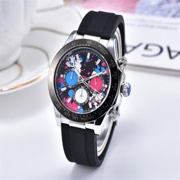 Good quality Fashion Brand Watches Men's Multifunction rubber band Quartz Calendar wrist Watch 3 small dials can work X89307q