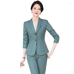 Women's Two Piece Pants Women Uniform Styles Pantsuits Formal Professional Business Work Wear Autumn Winter With And Jackets Coat Trousers