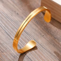 Bracciale sottile da uomo, bracciale rigido in oro giallo 14k, polsino sottile, polsino per fidanzato, regali per lui, regali per la festa del papà