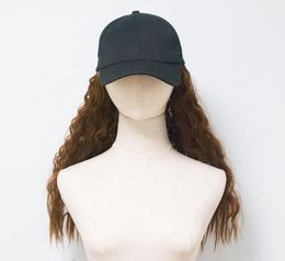 Ball Caps 2022 Black Baseball Cap Wig Hat Italian Long Hair Good Care Girl Female Instagram Wool Roll9363728