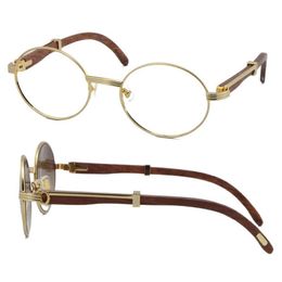 Whole Wood glasses frames 7550178 Round Metal Eyeglasses eyeglass female women silver gold frame C Decoration Eyewear230A