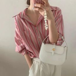 Women's Blouses Korean Niche Striped Long-sleeved Shirt Sunscreen Early Autumn 2023 Vertical