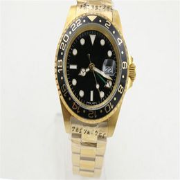 Men's 116713 Watch Gold Case Glidelock Strap Ceramic Ring Sapphire Crystal Black Three hands calendar 40mm300w