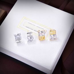 Luxury Designer Diamand Ear Rings Fashion Letter Earrings Mens Womens Silver Earring Trendy Wedding Party Gifts Earring Jewellery Ear Studs