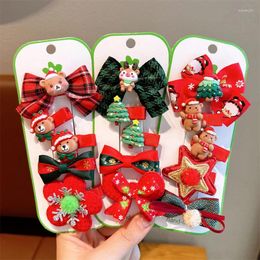 Hair Accessories 5Pcs/Set Red Christmas Clips Santa Claus Hairpin Cartoon Children For Women Girls Kids Xmas Party Headdress