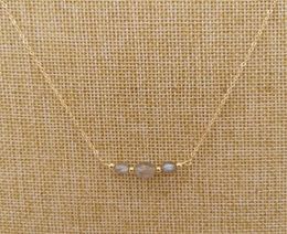 Labradorite Moonstone Necklace Round Natural Stone 14K Gold Filled Choker Charms Pendants BOHO Women Gift Collier Femme Chains3702158