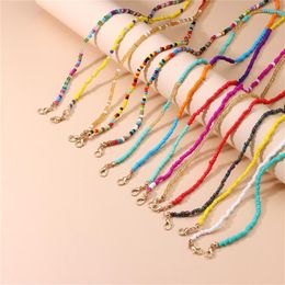 Lureen Anti-lost Coloured Beads Face Mask Lanyards For Girls Non-slip Glasses Chains Cord Sunglasses Strap Necklace Jewelry226V