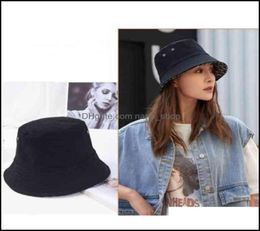 Ball Caps Hats Hats Scarves Gloves Fashion Accessories Oblique Bucket Hat For Women Patchwork Washed Denim Buckets Cotton Beach5336536