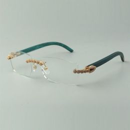 Designer bouquet diamond glasses Frames 3524012 with teal wood temples for unisex size 56-36-18-135mm302W