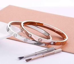 Fashion New rose gold 316L stainless steel screw bangle bracelet with screwdriver and original box never lose snap jewelry wholesa1314733