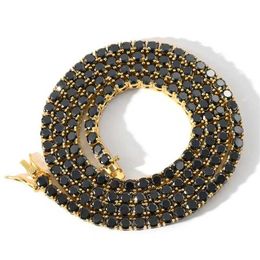 Fashion Black Cubic Zircon Hip Hop Men Women Link Tennis Chain Couple Necklace Luxury Jewelry Chains275B