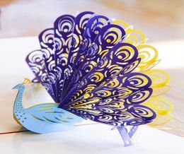 3D Peacock pop up greeting card laser cutting Retro envelopes postcard hollow carved handmade Thank you invitation card Kirigami O5890424