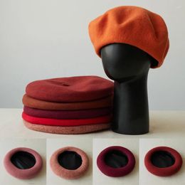 Berets Women Solid Colour Flat Autumn Winter Warm French Elegant Artist Beret Ladies Fashion Vintage Painter Hats For Fermale