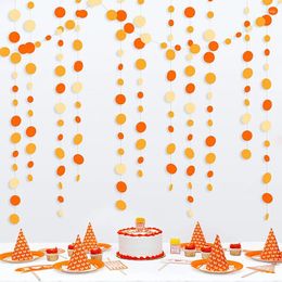 Party Decoration Orange Circle Polka Dots Garland Hanging Paper Streamer Fall Wedding Bridal Shower Birthday Baby Decorations