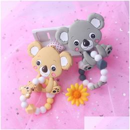 Pacifier Holders Clips 1Pcs Baby Teether Oral Care Infant Molars Food Grade Koala Sile Bracelet Drop Delivery Kids Maternity Feeding Dhcgs