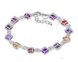 Fashion Colourful Crystal Cubic Bracelet 925 Sterling Silver Plated CZ Diamond Designer Charm Bracelets Jewellery Lowest Pri1241581