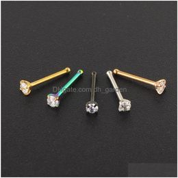 Nose Rings Studs Nostril Piercings Cz Crystal Piercing Stud Stainless Steel Star Nariz Jewelry Wholes Mix Color Drop Delivery 4057260