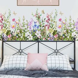 Wall Stickers Garden Flower Butterfly Plants Room Decor Peel and Stick Headboard Decoration Christmas Home Wallpaper Living 231211