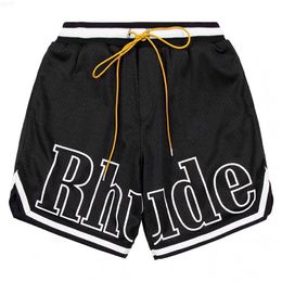 Men's Shorts Designer Shorts Rhude Men's Capsule Summer Beach Pants Mesh Material Breathable Sweat Loose Fitness Basketball Mens Short Black QA74