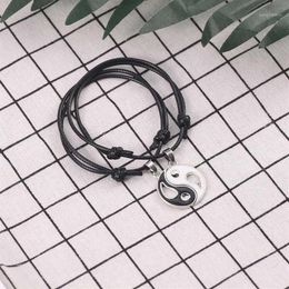 Charm Bracelets Yin Yang Tai Chi Bracelet For Women Men Gossip Friends Leather Rope & Pendants BFF Couple Jewelry Gifts1317q