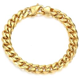 Davieslee 11mm Male Bracelet Cuban Curb Link Chain 316L Stainless Steel Bracelet for Men Boys Gold Silver Color 8 9 inch DHB5142270