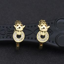 Hoop & Huggie Goth Panther Sleeper Earrings Man Gold Rolled Punk Jewellery CZ Stone Paved Leopard Hypoallergenic Earring Hoops Pante293l