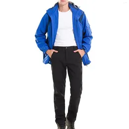 Men's Pants Color Block Hiking Trousers Windproof Work Fleece Warm Sportswear Streetwear Pocket Sweatpants