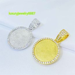 Real U Jewelry Iced out VVS Moissanite Diamond Pendant Necklace for Men 925 Sterling Silver Blank Memory Moissanite Necklaces