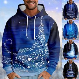 Men's Hoodies Sweatshirt Mens Autumn And Winter Casual Trend Christmas Print Pullover Hoodie Big Fuzzy Slipper