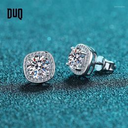Silver 925 Dangle 1-2 Carat Diamond Test Past Princess Cut D Color Moissanite Stud Earrings Brilliant Gemstone Square Dangle & Cha256n