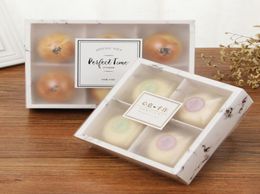 2019 100pcslot Transparent Frosted Cake Box Dessert Macarons Mooncakes Boxes Pastry Packaging Boxes3573116