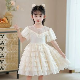 Girl Dresses Cute Short Sleeve O-neck Bow Tiered Ball Gown Flower Girls Princess Special Occasion Custom Costume 2023