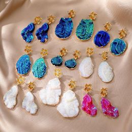Dangle Earrings Minar Exaggerated Multicolor Irregular Resin For Women Gold Plated Alloy Long Pendant Korean Jewellery