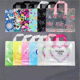 50pcs Plastic bag With Handle Flower Cartoon Cute Gift bag Large Shopping Cloth Party Gift Packaging Bags231g