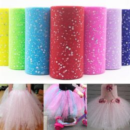 25 Yards 15cm Glitter Sequin Tulle Roll Tutu Fabric Wedding Decoration Organza Laser DIY Crafts Birthday Party Supplies White C0922711