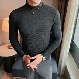 Men's T Shirts 2023 Korean T-Shirt Men Fashion Autumn Winter Solid Stretched Turtleneck Long Sleeve Slim Fit Warm Tee Shirt Homme Streetwear
