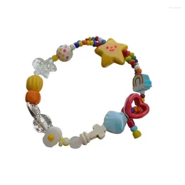 Charm Bracelets Handmade Colourful Beaded Bracelet Stretch Fashion Bangle Elastic Cord Statement Jewellery