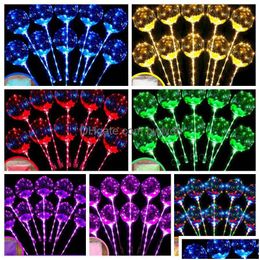 Party Decoration Led Flashing Balloon Transparent Luminous Lighting Bobo Ball Balloons With Feather String Xmas Wedding Drop Deliver Dhwt9