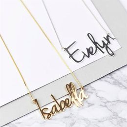 Fashion Personalised Carrie Style Name Pendant Necklace For Women Gold Custom Any Name Chain Choker Stainless Steel Jewellery Gift Y289Q