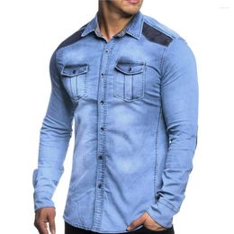 Men's T Shirts Comfy Fashion Travel Wedding Shirt Tops Slim Fit Solid Button Down Chest Pocket Snap Collared Comfortable