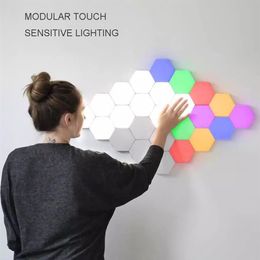 Colourful Quantum Lamp Led Hexagonal Lamps Modular Touch Sensitive Night Light Magnetic Hexagons Creative Decoration Wall Lampara303u