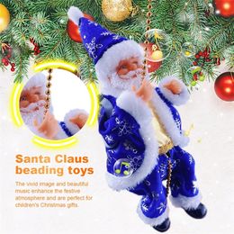 Christmas toy Santa Claus Doll Climbing Ladder with Music Christmas Tree Toy Easy Assemble Hanging Santa Claus Ornaments Decorations For Kids 231208