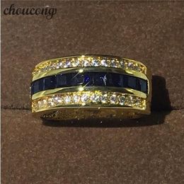 New Fashion Jewelry Male ring stone Diamond Yellow gold filled Party Wedding Band Ring for Men Women Top quality2753