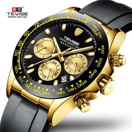 Mens Fashion Brand TEVISE Watch Automatic Mechanical Watch Male Silicone Multifunction Sport Clock Relogio Masculino238R