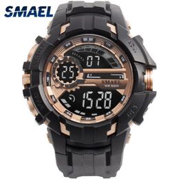 Digital Watch Men Sport Watches Waterproof SMAEL Relogio Montre THOCK Black Gold Big Clock Men Automatic 1610 Men Wtach Military209v