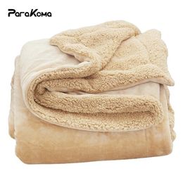 Blankets Soft Blanket Quilt Lamb Wool Double Layer Thick Warm Coral Fleece Throw for Beds Winter 231208