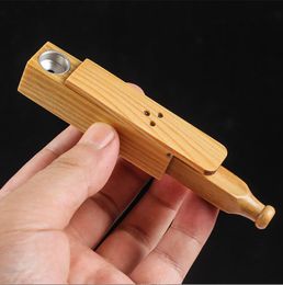 Smoking pipes Solid wood pipe portable drawer metal smoke pot push-pull mini palm small pipe smoking set for men