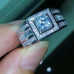 Size 7 8 9 10 11 12 13 Stunning Fashion Jewellery Men Topaz 10KT White Gold Filled Wedding Gemstones Band Male Finger Ring for love 223F
